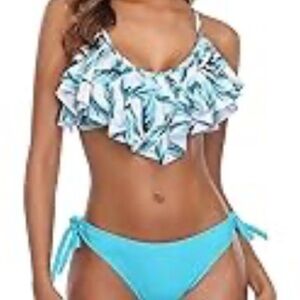 Aqua Blue Ruffle/Flounce Bikini Set